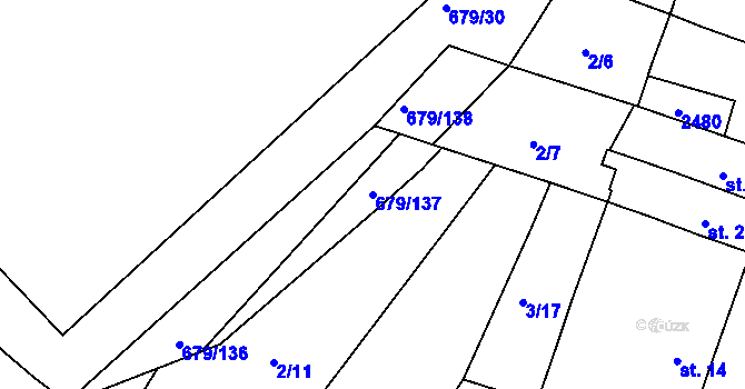Parcela st. 679/137 v KÚ Rosice u Brna, Katastrální mapa