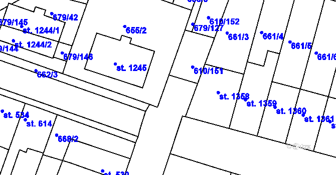 Parcela st. 679/149 v KÚ Rosice u Brna, Katastrální mapa
