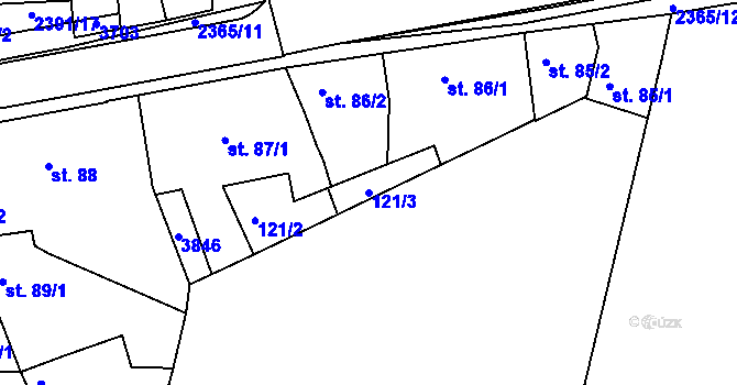 Parcela st. 121/3 v KÚ Rosice u Brna, Katastrální mapa