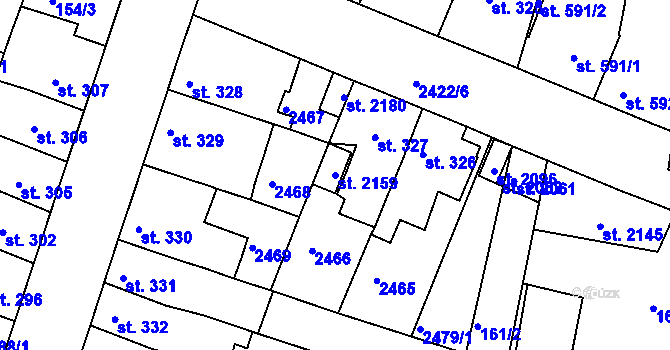 Parcela st. 2159 v KÚ Rosice u Brna, Katastrální mapa