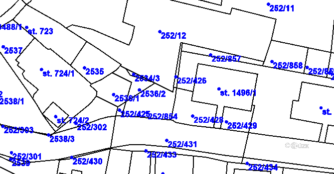 Parcela st. 252/541 v KÚ Rosice u Brna, Katastrální mapa