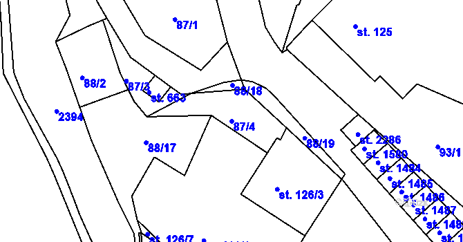 Parcela st. 87/4 v KÚ Rosice u Brna, Katastrální mapa