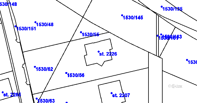 Parcela st. 2226 v KÚ Rosice u Brna, Katastrální mapa