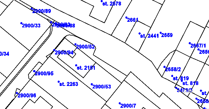 Parcela st. 2900/87 v KÚ Rosice u Brna, Katastrální mapa