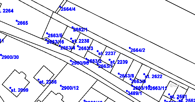 Parcela st. 2237 v KÚ Rosice u Brna, Katastrální mapa