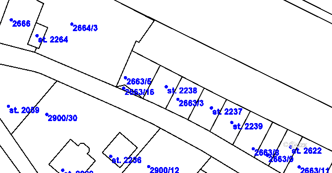Parcela st. 2238 v KÚ Rosice u Brna, Katastrální mapa
