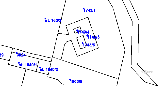 Parcela st. 1743/5 v KÚ Rosice u Brna, Katastrální mapa