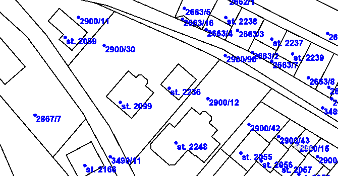 Parcela st. 2236 v KÚ Rosice u Brna, Katastrální mapa