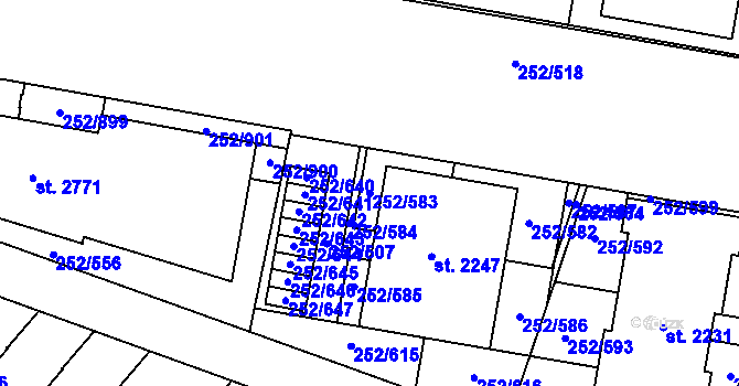 Parcela st. 252/583 v KÚ Rosice u Brna, Katastrální mapa