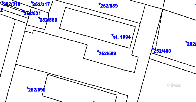 Parcela st. 252/589 v KÚ Rosice u Brna, Katastrální mapa