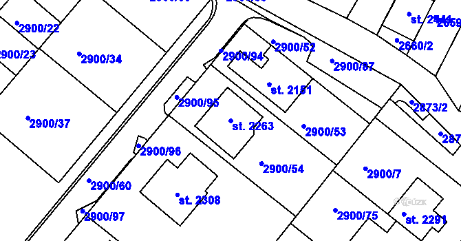 Parcela st. 2263 v KÚ Rosice u Brna, Katastrální mapa