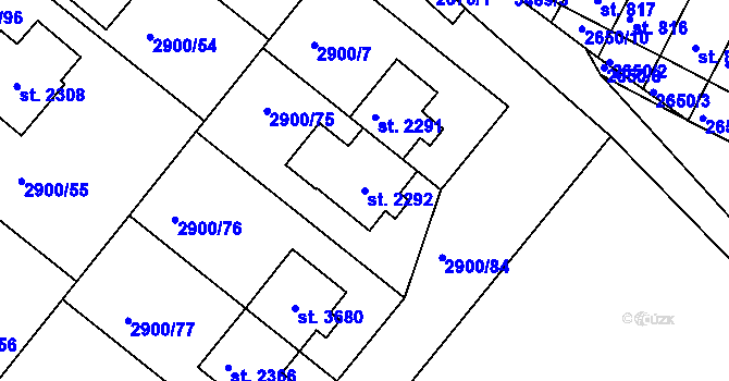 Parcela st. 2292 v KÚ Rosice u Brna, Katastrální mapa