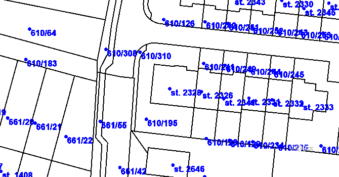 Parcela st. 2328 v KÚ Rosice u Brna, Katastrální mapa