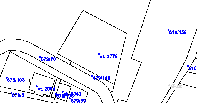 Parcela st. 679/176 v KÚ Rosice u Brna, Katastrální mapa