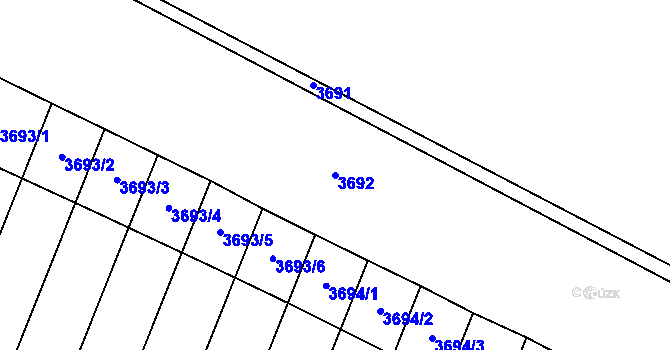 Parcela st. 3692 v KÚ Rosice u Brna, Katastrální mapa