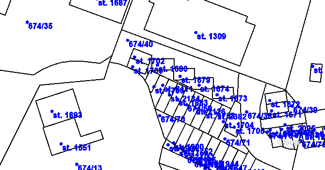 Parcela st. 2411 v KÚ Rosice u Brna, Katastrální mapa