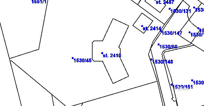 Parcela st. 2413 v KÚ Rosice u Brna, Katastrální mapa
