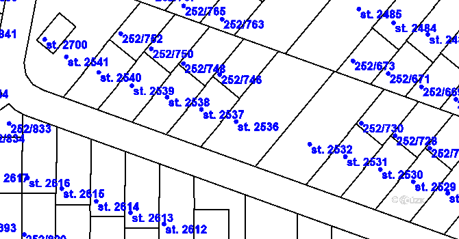 Parcela st. 252/739 v KÚ Rosice u Brna, Katastrální mapa