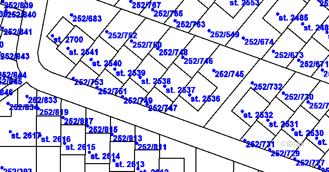Parcela st. 2537 v KÚ Rosice u Brna, Katastrální mapa