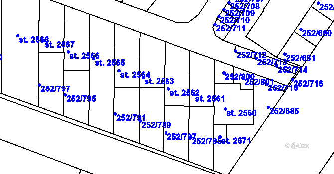 Parcela st. 252/777 v KÚ Rosice u Brna, Katastrální mapa