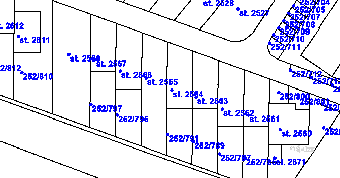 Parcela st. 252/779 v KÚ Rosice u Brna, Katastrální mapa