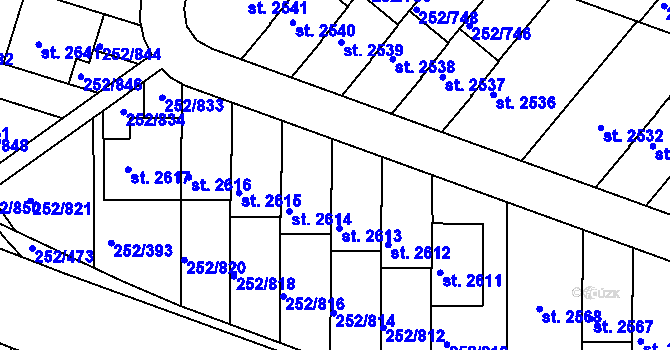 Parcela st. 252/813 v KÚ Rosice u Brna, Katastrální mapa