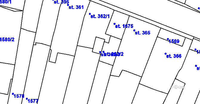 Parcela st. 362/3 v KÚ Rosice u Brna, Katastrální mapa