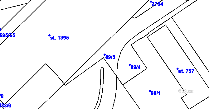 Parcela st. 89/5 v KÚ Rosice u Brna, Katastrální mapa
