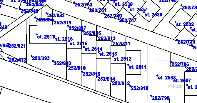 Parcela st. 2613 v KÚ Rosice u Brna, Katastrální mapa