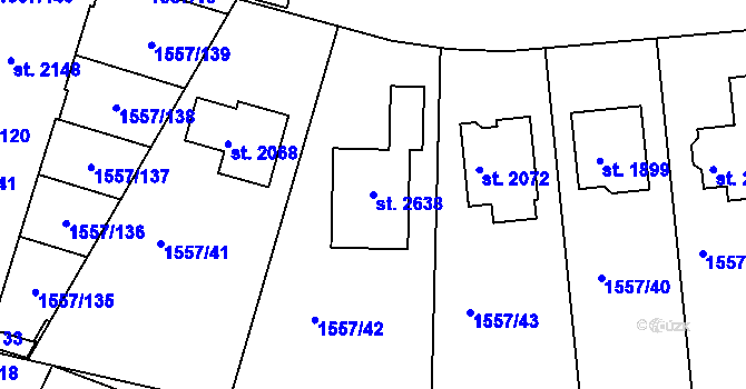 Parcela st. 2638 v KÚ Rosice u Brna, Katastrální mapa