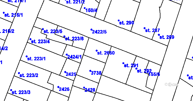 Parcela st. 2650 v KÚ Rosice u Brna, Katastrální mapa