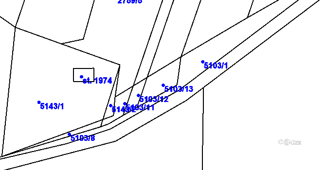Parcela st. 5103/13 v KÚ Rosice u Brna, Katastrální mapa