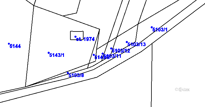 Parcela st. 5103/11 v KÚ Rosice u Brna, Katastrální mapa