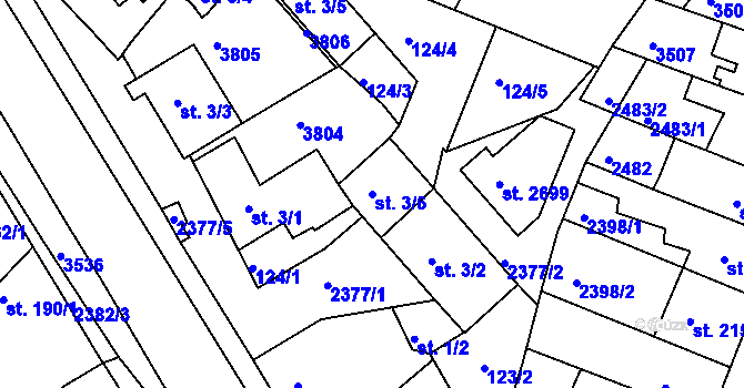 Parcela st. 3/6 v KÚ Rosice u Brna, Katastrální mapa