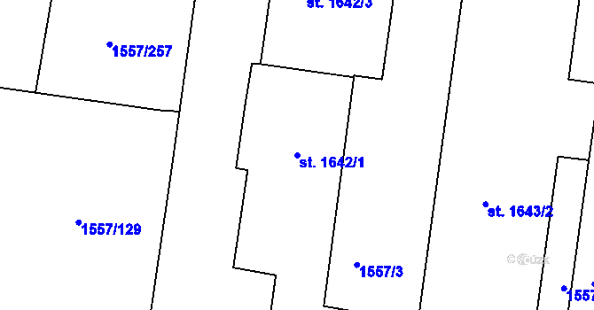 Parcela st. 1642/1 v KÚ Rosice u Brna, Katastrální mapa