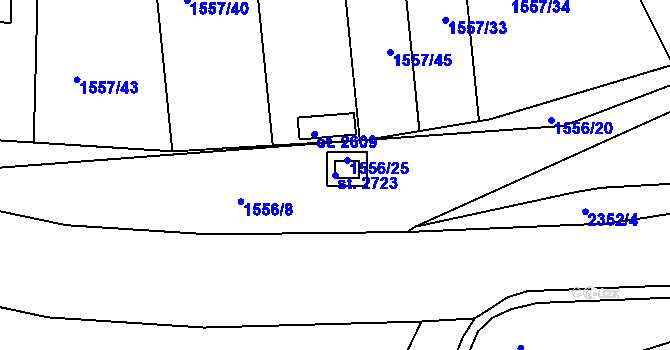 Parcela st. 2723 v KÚ Rosice u Brna, Katastrální mapa