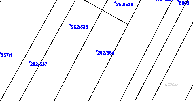 Parcela st. 252/864 v KÚ Rosice u Brna, Katastrální mapa