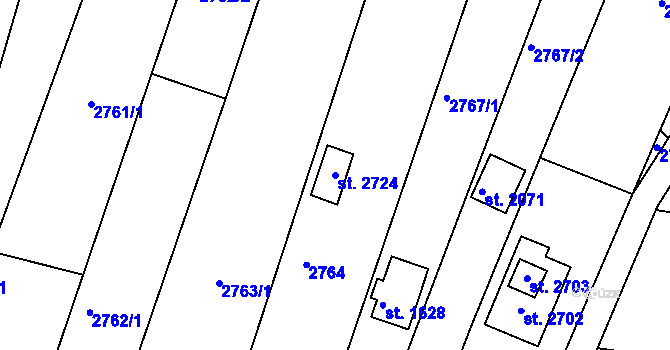 Parcela st. 2724 v KÚ Rosice u Brna, Katastrální mapa