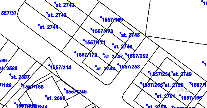 Parcela st. 2747 v KÚ Rosice u Brna, Katastrální mapa