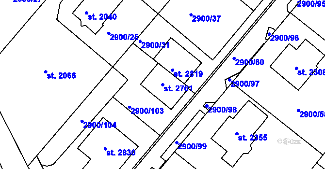Parcela st. 2761 v KÚ Rosice u Brna, Katastrální mapa