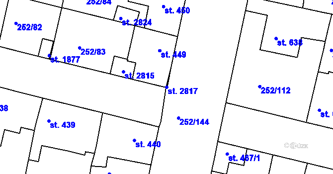Parcela st. 2817 v KÚ Rosice u Brna, Katastrální mapa
