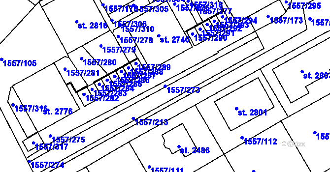 Parcela st. 1557/273 v KÚ Rosice u Brna, Katastrální mapa