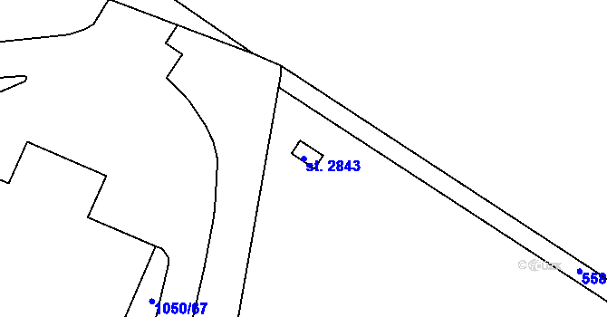 Parcela st. 2843 v KÚ Rosice u Brna, Katastrální mapa