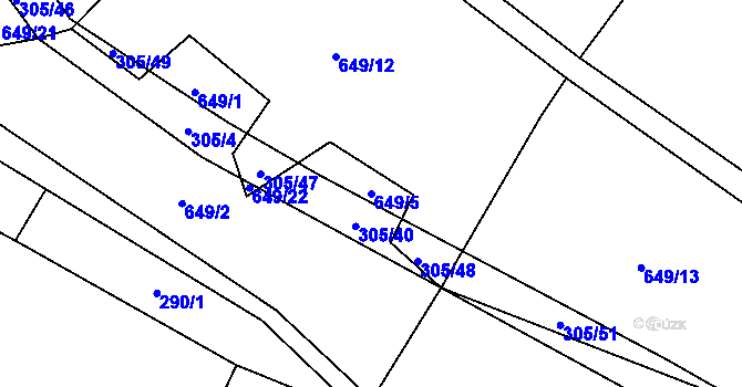 Parcela st. 649/5 v KÚ Rosička u Deštné, Katastrální mapa