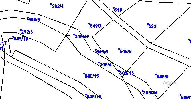Parcela st. 649/6 v KÚ Rosička u Deštné, Katastrální mapa