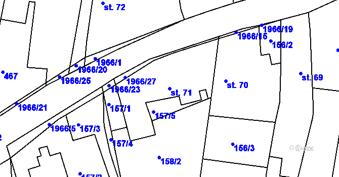 Parcela st. 71 v KÚ Rosovice, Katastrální mapa
