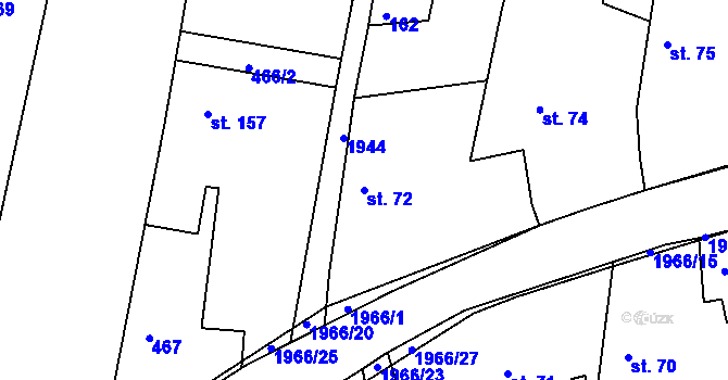 Parcela st. 72 v KÚ Rosovice, Katastrální mapa