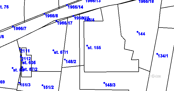Parcela st. 155 v KÚ Rosovice, Katastrální mapa