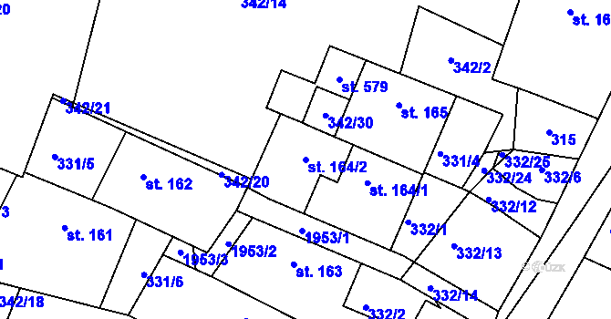 Parcela st. 164/2 v KÚ Rosovice, Katastrální mapa