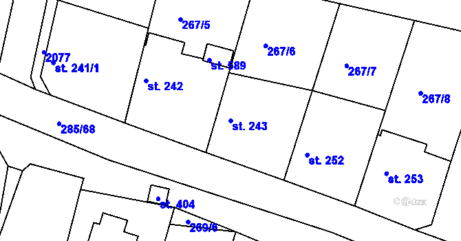 Parcela st. 243 v KÚ Rosovice, Katastrální mapa